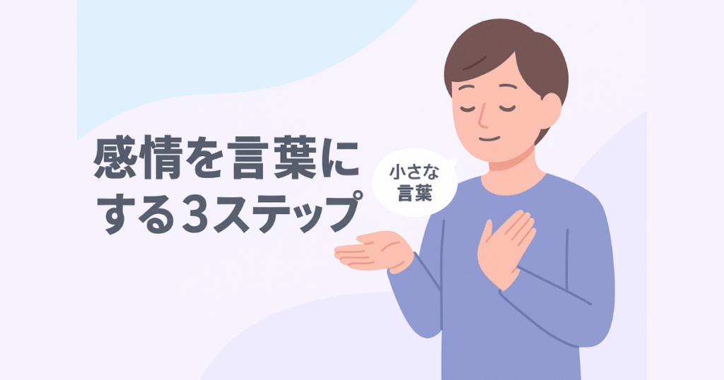 感情を言葉にするための3ステップを表現した図解