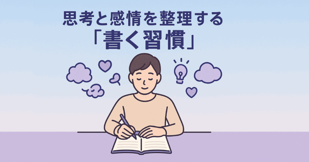 思考と感情を整理するための書く習慣をテーマにした図解イラスト